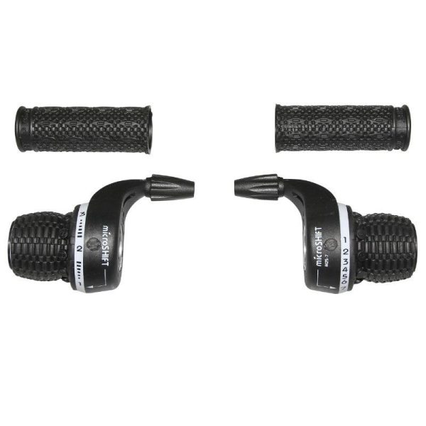 Manette VTT Gravity Indexe Type Gripshift 7V. Avec Revetements (Paire) - Poignee Tournante Compatible Shimano