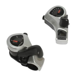 Manette VTT Gravity Resine Noir A Collier 7V. Avec Cadrans et Bouton Poussoir (Paire) Compatible Shimano