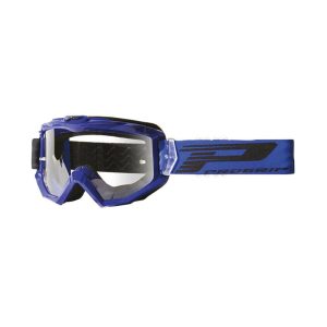 Masque-Lunettes Cross Progrip 3201 TR Atzaki Bleu Ecran Transparent Anti-Rayures-Anti U.V. Compatible Avec Port Lunettes de Vue (Homologue Ce-En Ac-12072 Rev.1)