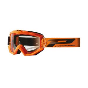 Masque-Lunettes Cross Progrip 3201 TR Atzaki Orange Ecran Transparent Anti-Rayures-Anti U.V. Compatible Avec Port Lunettes de Vue (Homologue Ce-En Ac-12072 Rev.1)
