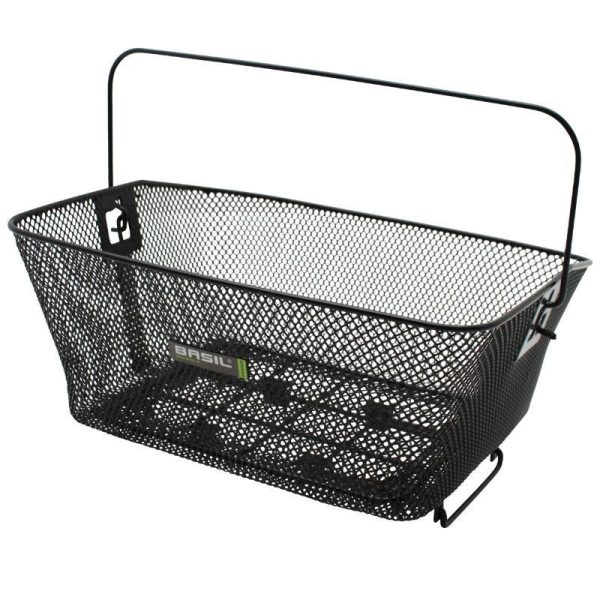 Panier Arriere Acier Nid Abeille Basil Como Noir Avec Anse Fixation Etau Sur Porte-Bagage (41 X 31 X 18 Cm)
