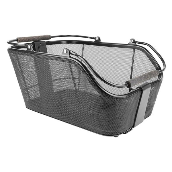 Panier Arriere Acier Nid Abeille Basil Cento Tech Fibre Noir Systeme Mik 2.0 Sur Porte Bagage Ideal Pour E-Bike-Vae (L39Xl24Xh15Cm) Avec Eclairage Led (Compatible Avec 211726 Inclus)