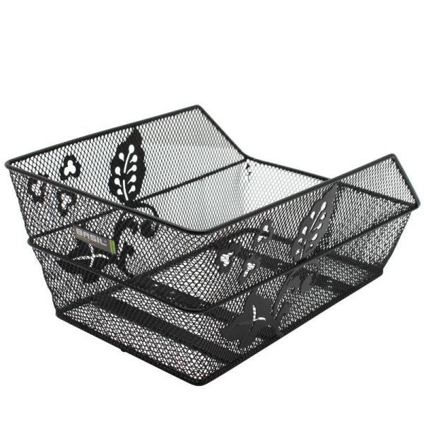 Panier Arriere Acier Nid Abeille Basil Cento Flower Noir (47 X 31 X 21 Cm)