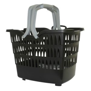 Panier Avant Plastique Noir Fixation Rapide Clips 22.2-31,8 mm 19L (L 38 X L28 X H30) Poids Max. 7.5 Kg Pour Tricycle Leader Fox Lovelo (Inclus Support de Fixation)