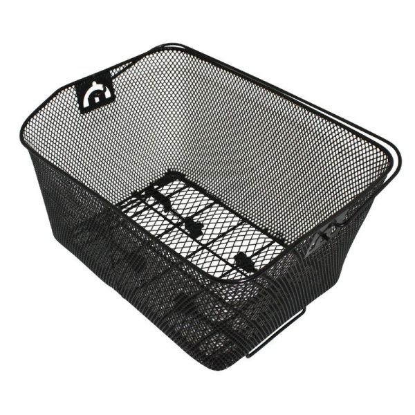 Panier Arriere Acier Nid Abeille Newton Noir Avec Anse Fixation Etau Sur Porte-Bagage (L40 X L30 X H20)