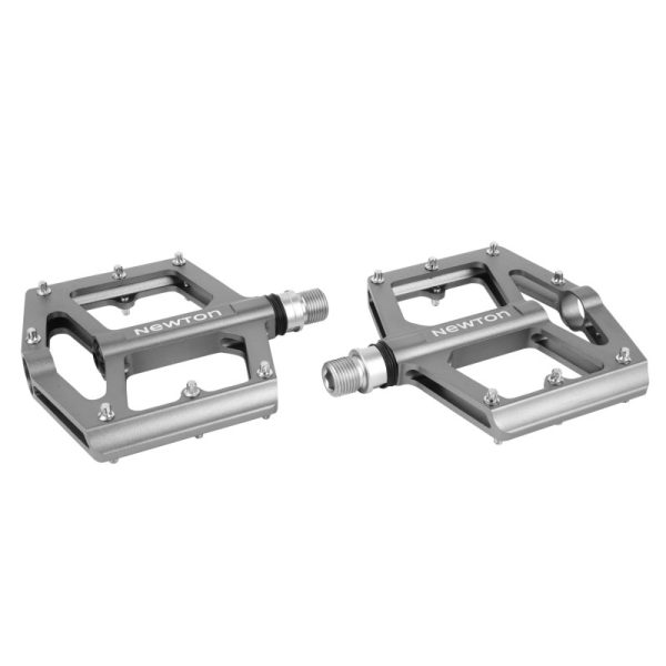 Pedale VTT - Bmx Newton Alu Gris Anodise 9-16" Roulement Du (Paire) 105X102X26 Mm