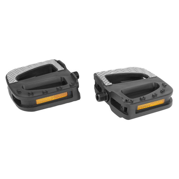 Pedale Cargo - E-Bike Roulement A Bille Newton Corps et Cage Resine Noir-Gris Avec Grip 9-16" Reflecteur (Paire) 102X110.9X33mm