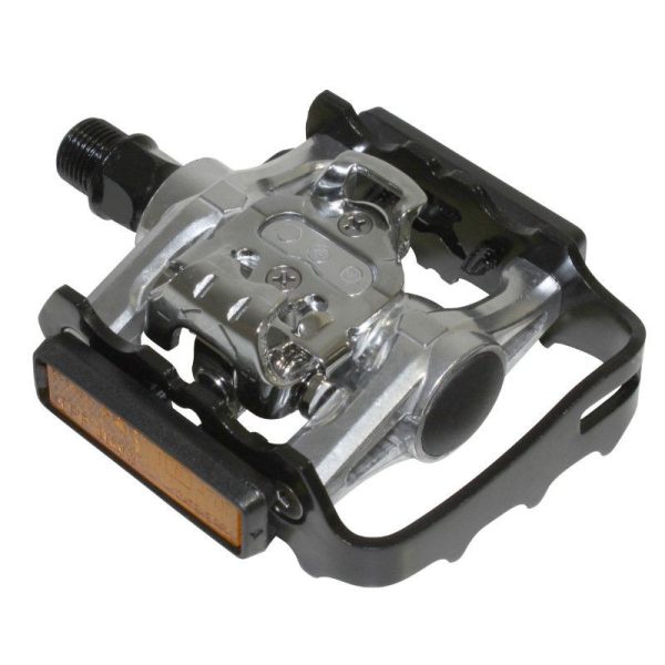 Pedale VTT Automatique Polyvalente Newton Avec 1 Face Shimano-SPD Noir Alu D9-16 354G Avec Cales (Paire)