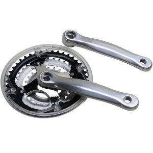 Pedalier VTT Gravity 7-8V. Alu Argent 170mm 42-34-24 Avec Pare Chaine (Boitier 118mm)