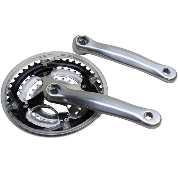 Pedalier VTT Gravity 7-8V. Alu Argent 170mm 42-34-24 Avec Pare Chaine (Boitier 118mm)