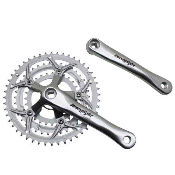 Pedalier Route Stronglight 9-10V. Impact Eco Argent 170mm 48-38-28 Compatible 8V. (Axe Carre 115mm)