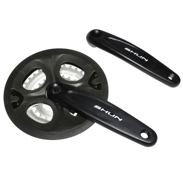 Pedalier VTT Gravity 7-8V. Alu Noir Black-X 170mm 42-34-24 (Boitier 113mm) Avec Pare Chaine