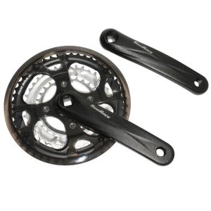 Pedalier VTT Sunrace 7-8V. M3 Alu Noir 170mm 48-38-28 Avec Pare Chaine Fume - Boitier 122mm