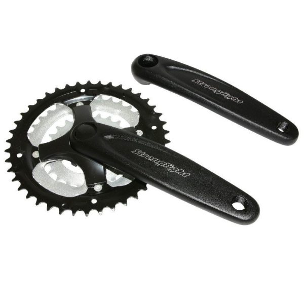 Pedalier VTT Stronglight Argos 8-9V. Alu Argent Grand Plateau Noir 170mm 42-34-24 (Boitier 113mm)
