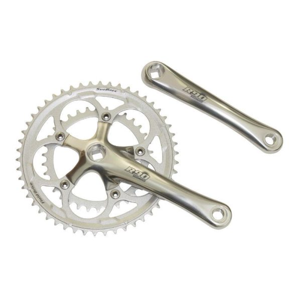 Pedalier Route Sunrace R96 8-9-10V. Compact Argent 170mm 50-34 (Axe Carre)
