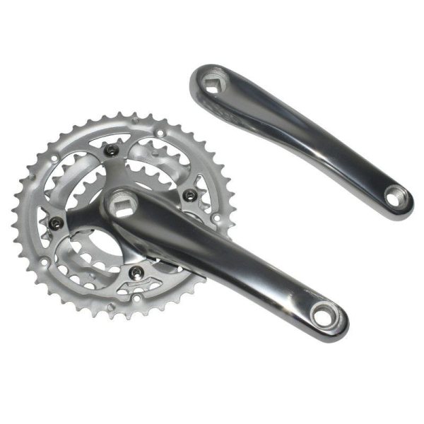 Pedalier VTT Gravity 9-8V. Alu Argent 170mm 42-32-22 (Boitier 113mm) Plateaux Demontables
