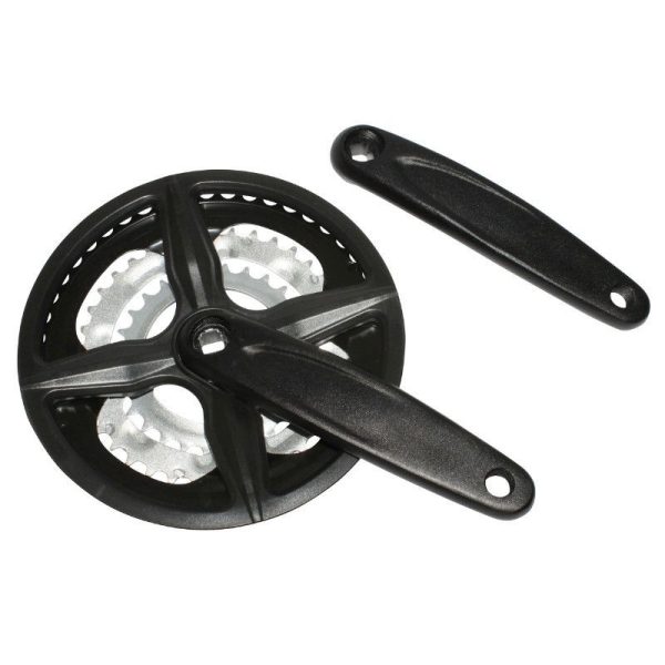 Pedalier VTT Gravity 9V. Alu Noir Black-X 170mm 48-38-28 (Boitier 113mm) Avec Pare Chaine