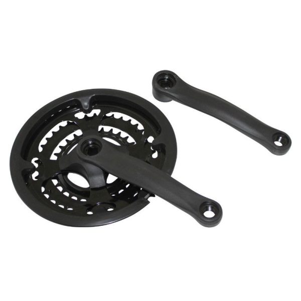 Pedalier VTT Gravity 7-8V. Acier Noir 170mm 48-38-28 Avec Pare-Chaine (Boitier 122mm)