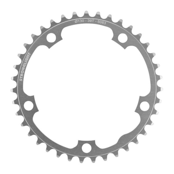 Plateau Route 5 Branches D.130 Stronglight Dural 39 Dents Interieur Argent Type Shimano 8-9V.
