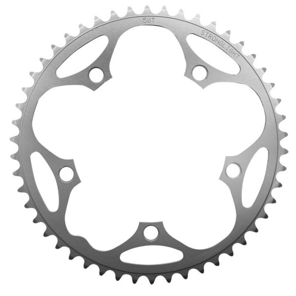 Plateau Route 5 Branches D.130 Stronglight Dural 50 Dents Argent Type Shimano 8-9V.