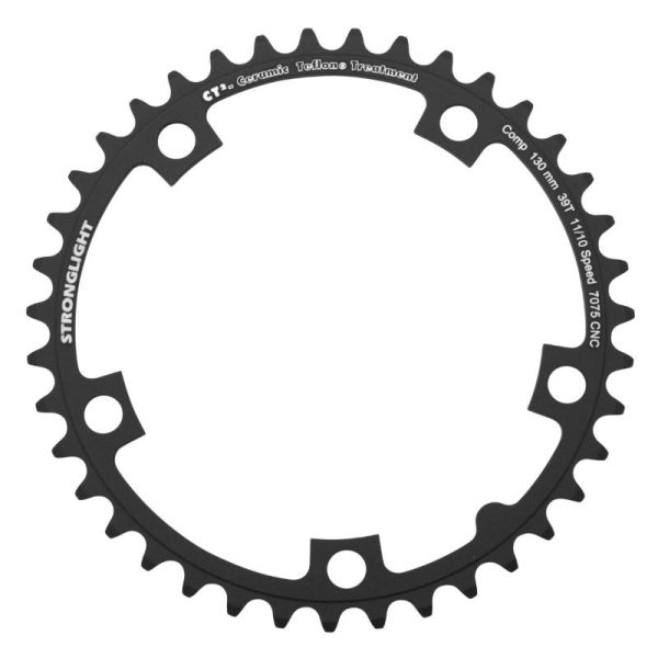 Plateau Route 5 Branches D.130 Stronglight Ct2 39 Dents Interieur Noir Type Shimano 10-11V.
