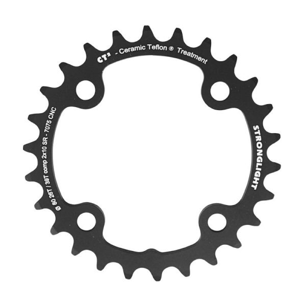 Plateau VTT 4 Branches D.80 Pour SRAM X0-Xx-X9-X7 Stronglight Double 26 Dents Interieur Noir Ct2 Non Filete 10V. - Epaisseur 3.5mm