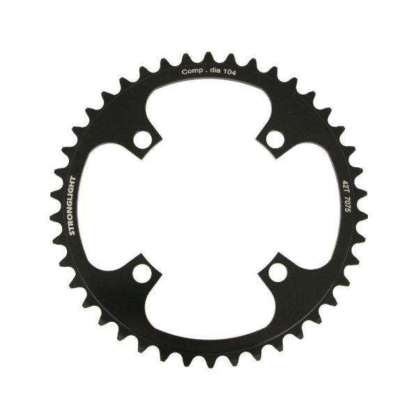 Plateau VTT 4 Branches D.104 Stronglight Mono 42 Dents Noir Alu 7075 - Epaisseur 3.5mm 8-9V.