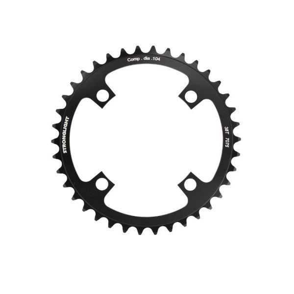 Plateau Vae-E-Bike 4 Branches D.104 Pour Bosch Stronglight 38 Dents Mono Noir Alu 7075 (Pour Systeme 1Ere et 3Ème Generation - Compatible Brose Avec Spider Ref 181123)