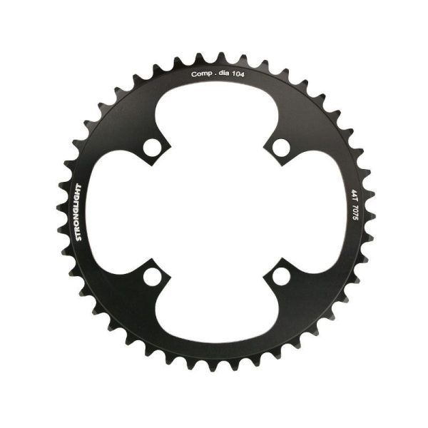 Plateau Vae-E-Bike 4 Branches D.104 Pour Bosch Stronglight 44 Dents Mono Noir Alu 7075 (Pour Systeme 1Ere et 3Ème Generation - Compatible Brose Avec Spider Ref 181123)