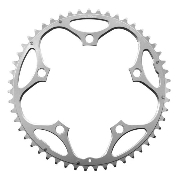 Plateau Route 5 Branches D.130 Stronglight 51 Dents Exterieur Argent Alu 7075 Type Shimano 9-10V.