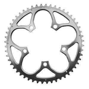 Plateau Route 5 Branches D.110 Stronglight 52 Dents Exterieur Argent Alu 7075 Type Shimano 9-10V.