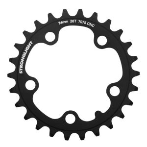 Plateau Route 5 Branches D.74 Stronglight 26 Dents Triple Noir Alu 7075 9-10V.