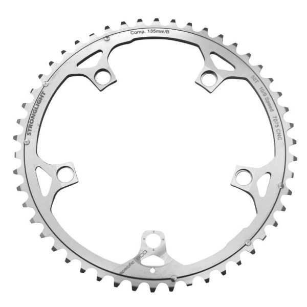 Plateau Route 5 Branches D.135 Stronglight Ultra Torque 50 Dents Exterieur Campagnolo Argent Alu 7075 Centaur Carbon-Veloce et Mirage-Fulcrum R 9-10V.