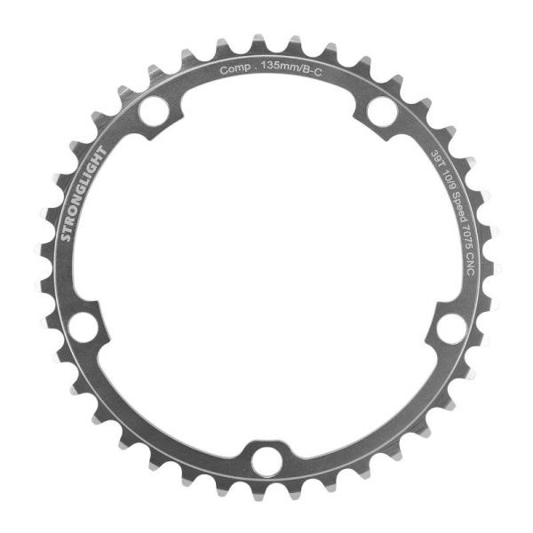 Plateau Route 5 Branches D.135 Stronglight Ultra Torque 39 Dents Interieur Campagnolo Argent Alu 7075 9-10V.
