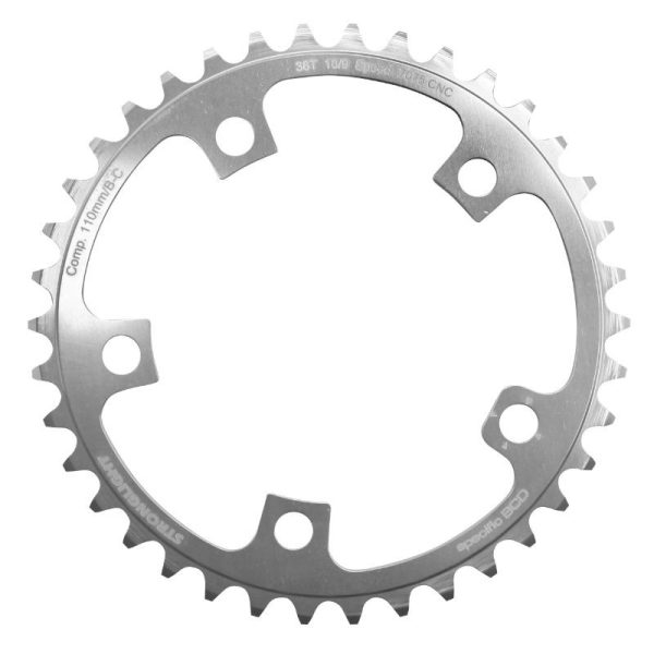 Plateau Route 5 Branches D.110 Stronglight Ultra Torque 38 Dents Interieur Campagnolo Argent Alu 7075 10V.