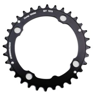 Plateau VTT 4 Branches D.104 Stronglight Triple 32 Dents Milieu Noir Alu - Epaisseur 4mm 8-9V.
