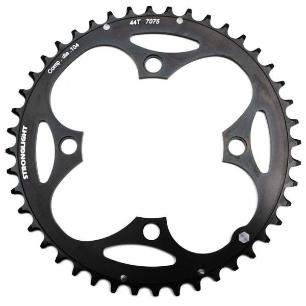 Plateau VTT 4 Branches D.104 Stronglight Triple 44 Dents Exterieur Noir Alu - Epaisseur 4mm 8-9V.