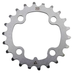 Plateau VTT 4 Branches D.64 Stronglight 22 Dents Triple Interieur Argent Acier 8-9V.