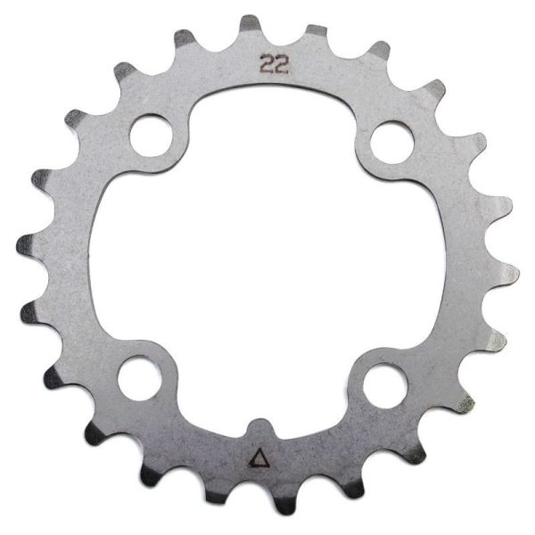 Plateau VTT 4 Branches D.64 Stronglight 22 Dents Triple Interieur Argent Acier 8-9V.