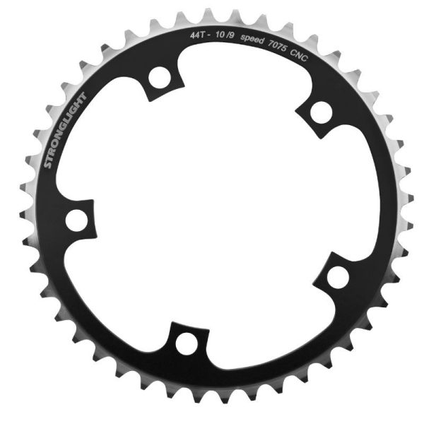 Plateau Route 5 Branches D.130 Stronglight 44 Dents Interieur Noir Alu 7075 Type Shimano 9-10V.