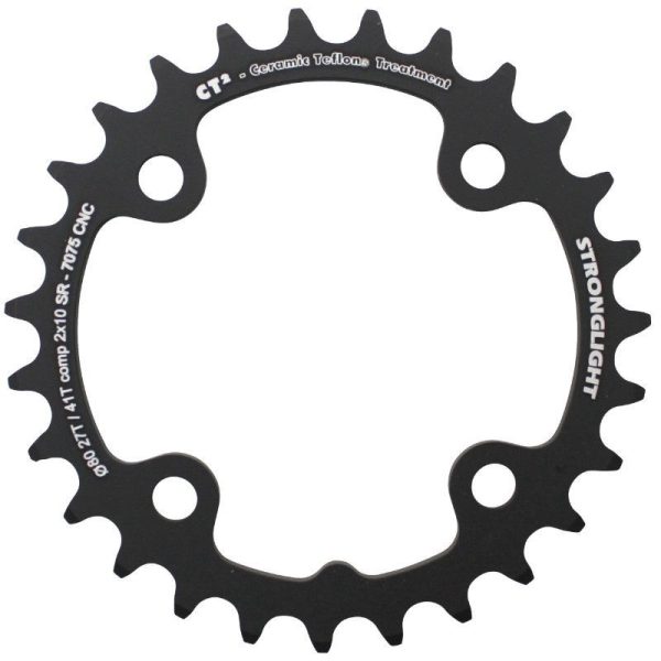 Plateau VTT 4 Branches D.80 Pour SRAM X0-Xx-X9-X7 Stronglight Double 27 Dents Interieur Noir Ct2 10V. - Epaisseur 3.5mm