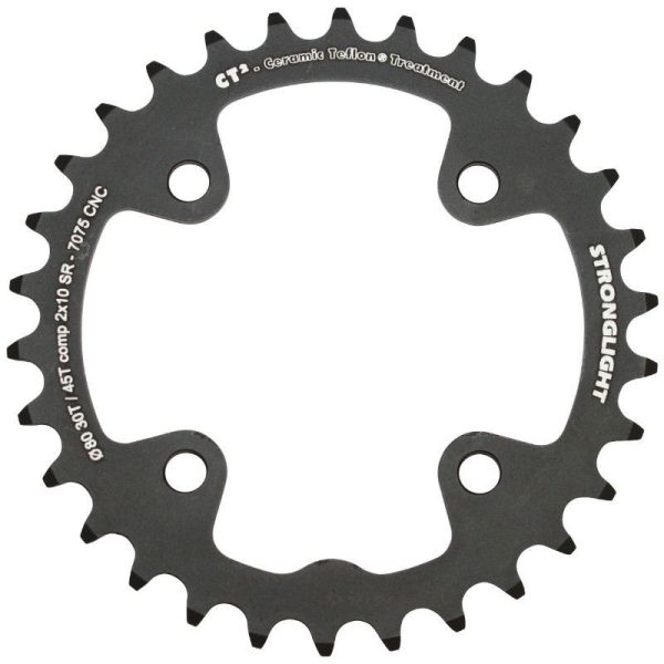Plateau VTT 4 Branches D.80 Pour SRAM X0-Xx-X9-X7 Stronglight Double 30 Dents Interieur Noir Ct2 10V. - Epaisseur 3.5mm