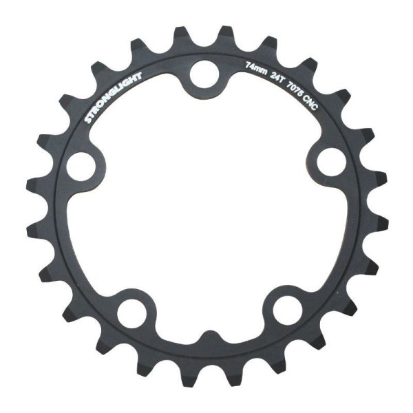 Plateau Route 5 Branches D.74 Stronglight 24 Dents Triple Noir Alu 7075 9-10V.