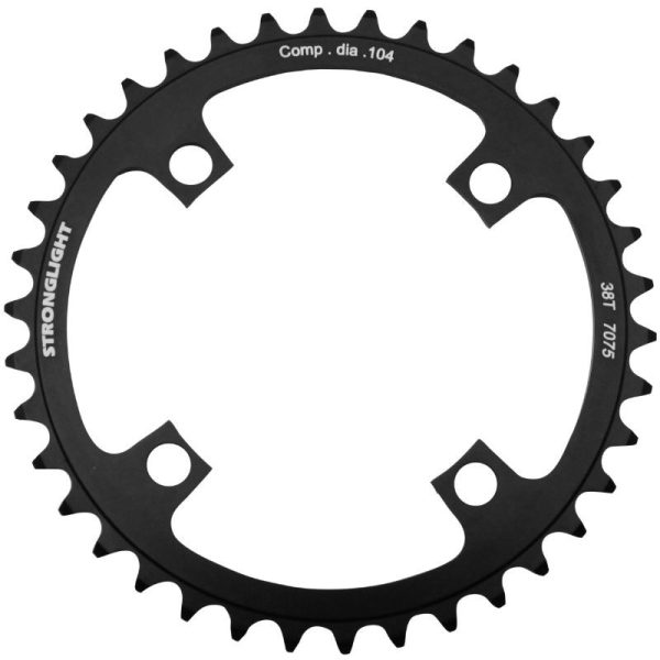 Plateau VTT 4 Branches D.104 Stronglight Mono 38 Dents Noir Alu 7075 - Epaisseur 3.5mm 8-9V.