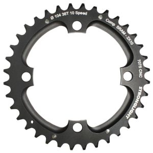 Plateau VTT 4 Branches D.104 Pour SRAM Xo Filete 10V. Stronglight Double 36 Dents Exterieur Noir - Epaisseur 5mm Filete 10V.