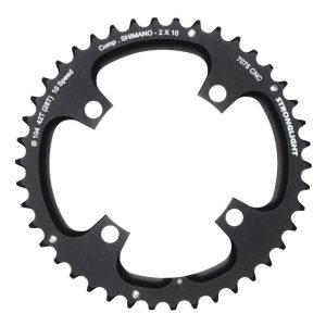 Plateau VTT 4 Branches D.104 Pour Shimano Stronglight Double 42 Dents Exterieur Noir 2X10V. (Sauf Xt-Xtr) Non Filete 10V. - Epaisseur 5mm