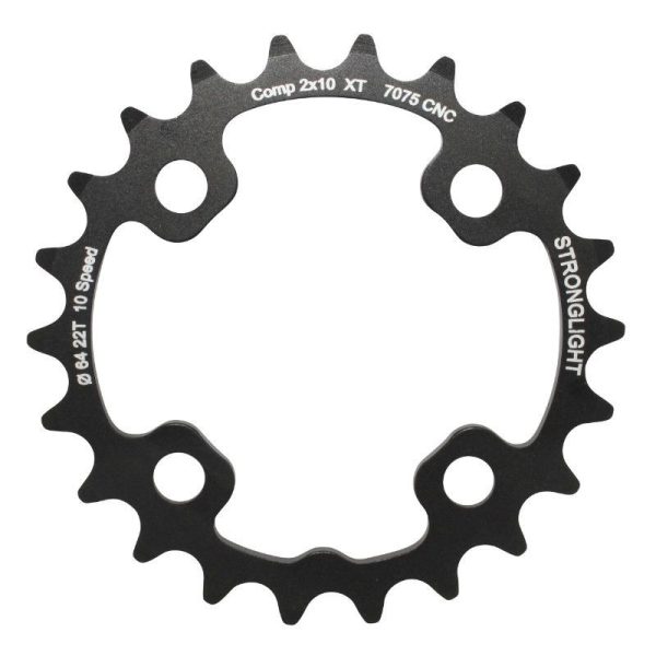 Plateau VTT 4 Branches D.64 Pour Shimano Xt M785 Stronglight Double 22 Dents Interieur Noir (Pour Exterieur 36 Dents) Non Filete - Epaisseur 3.5mm 10V.