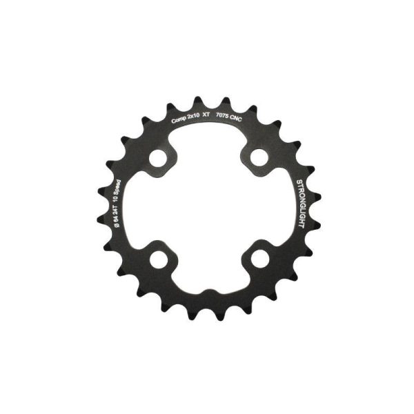 Plateau VTT 4 Branches D.64 Pour Shimano Xt M785 Stronglight Double 24 Dents Interieur Noir (Pour Exterieur 38 Dents) Non Filete - Epaisseur 3.5mm 10V.