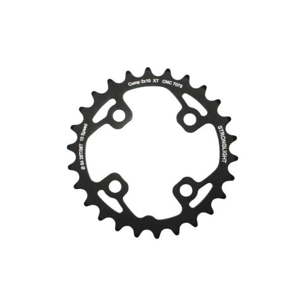 Plateau VTT 4 Branches D.64 Pour Shimano Xt M785 Stronglight Double 26 Dents Interieur Noir (Pour Exterieur 38 Dents) Non Filete - Epaisseur 3.5mm 10V.