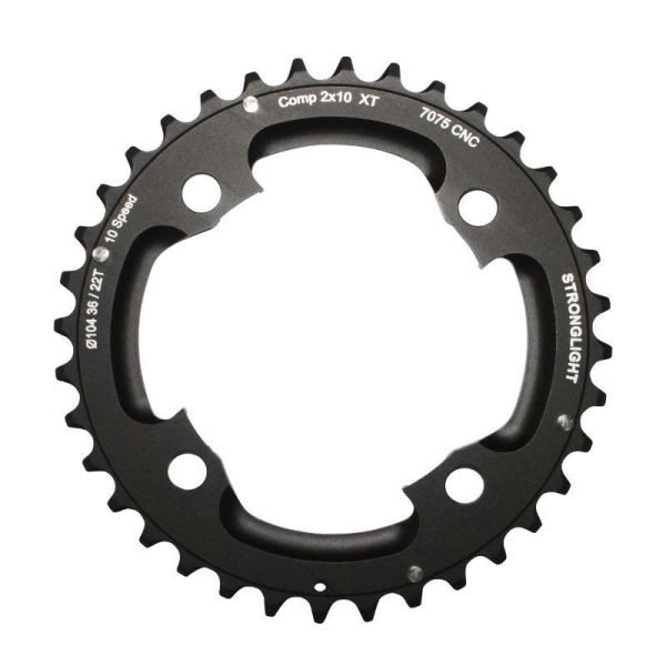 Plateau VTT 4 Branches D.104 Pour Shimano Xt M785 Stronglight Double 36 Dents Exterieur Noir (Pour Interieur 22 Dents) Non Filete - Epaisseur 5mm 10V.
